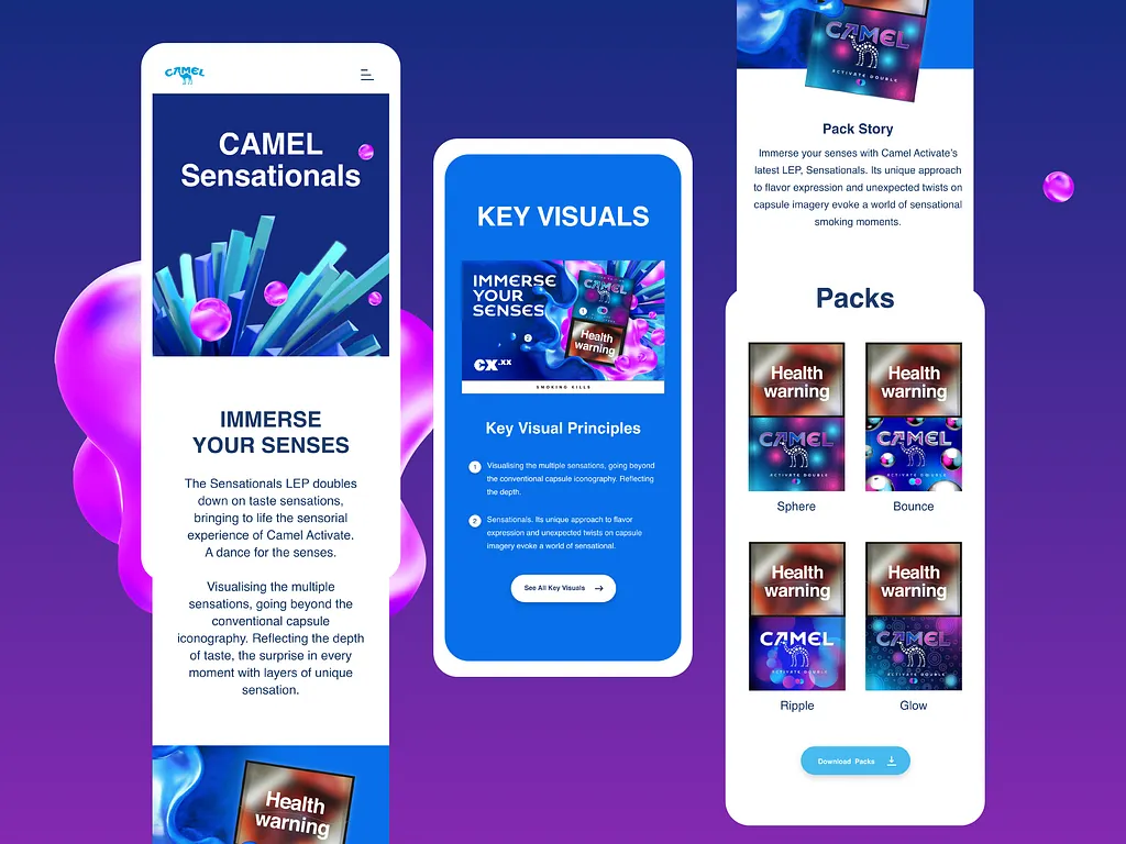 Camel Sensationals — Brand & pack design